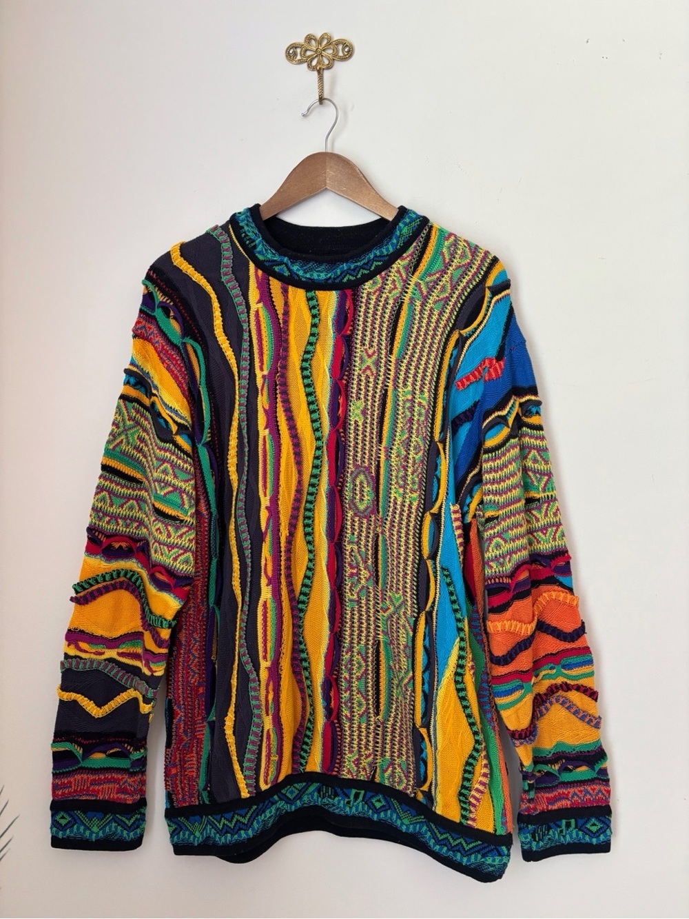 Vintage 90s COOGI Iconic 3D Multicolor Knit Pullover Sweater Men's Medium